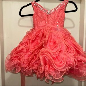 Elegant Coral Kids Dress with Ruffles
